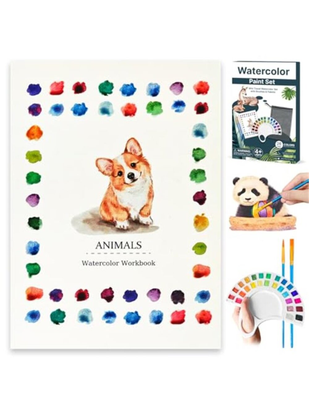 Watercolor Workbook, Water Coloring Book with 13 Pages 300GSM Paper, 26 Colors